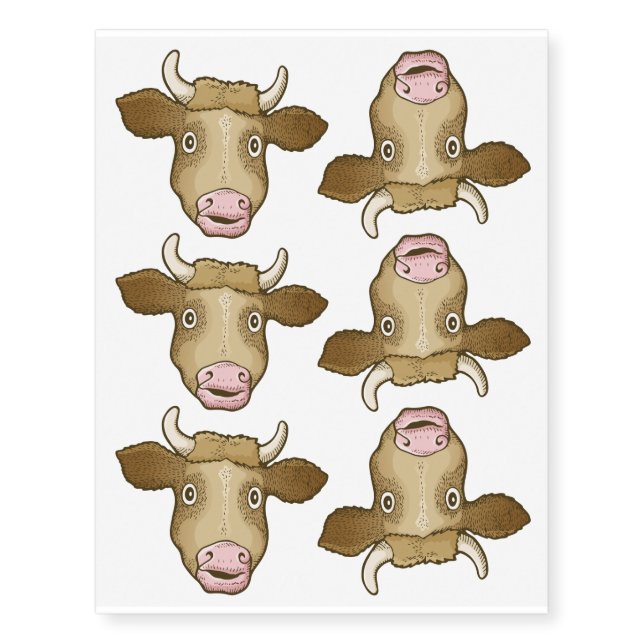 Surprised Cow Temporary Tattoos (Front)