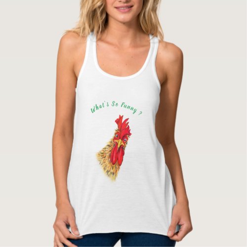 Surprised Curious Rooster Playful Tank Top Funny