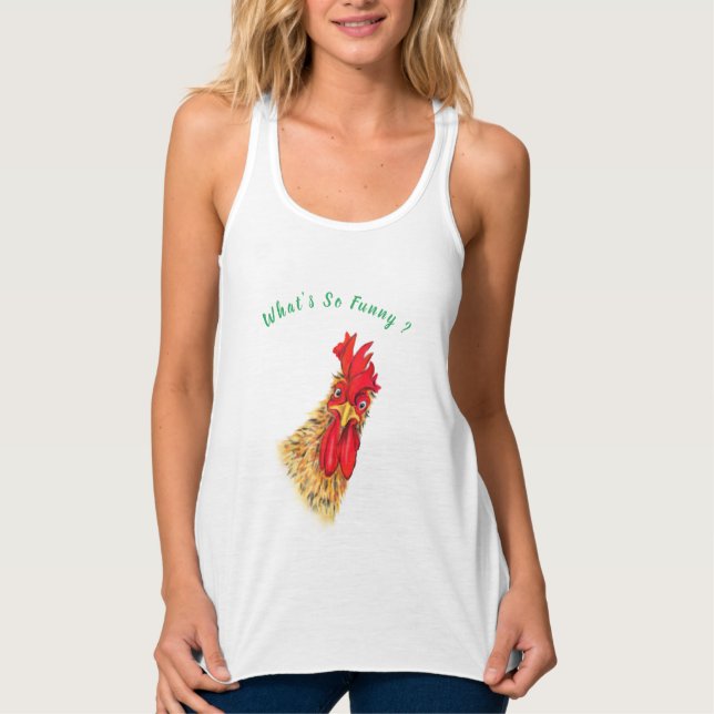 Surprised Curious Rooster Playful Tank Top Funny (Front)