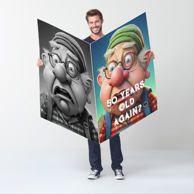 Surprised disbelief 50 man Questioning Birthday Card (In Situ)