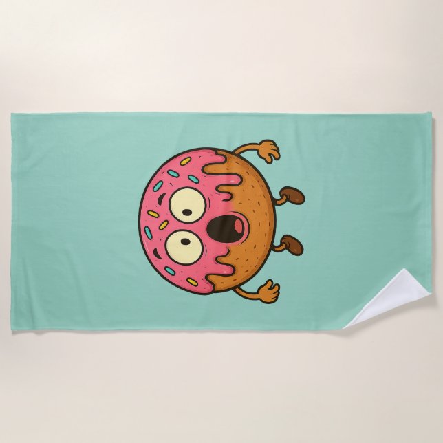 Surprised Donut Beach Towel (Front)