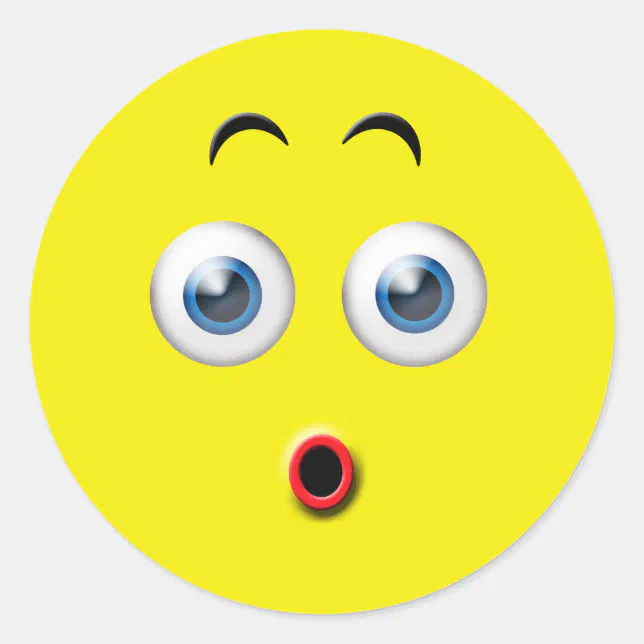 Surprised Emoji Classic Round Sticker | Zazzle