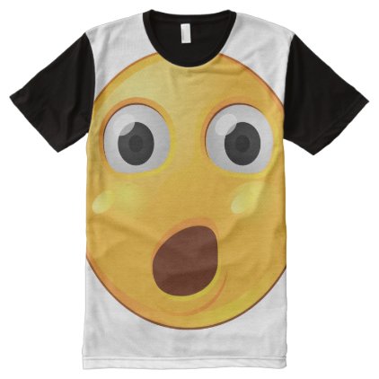 Surprised emoji on All-Over Printed Panel T-Shirt