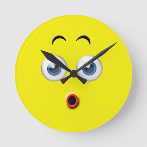 Surprised Emoji Round Clock