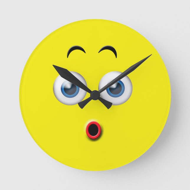Surprised Emoji Round Clock (Front)