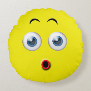 Surprised Emoji Round Pillow