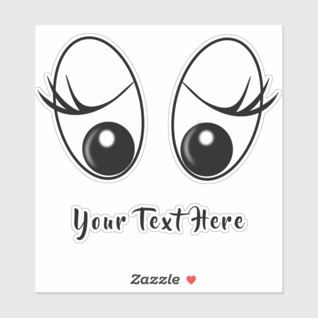 Surprised Eyes Funny Sticker with Custom Text (Sheet)