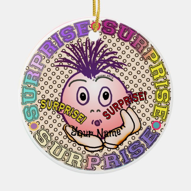 Surprised Face  Ceramic Ornament (Front)