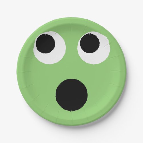 Surprised Face Green Emoticon Emoji Paper Plate