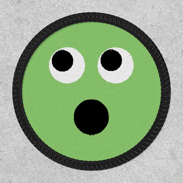 Surprised Face Green Emoticon Emoji Patch (Front)