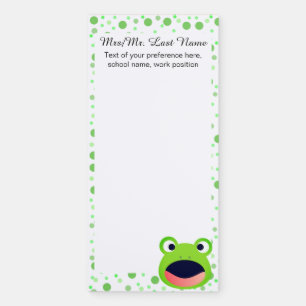 Surprised Frog Green Dots Pattern Magnetic Notepad