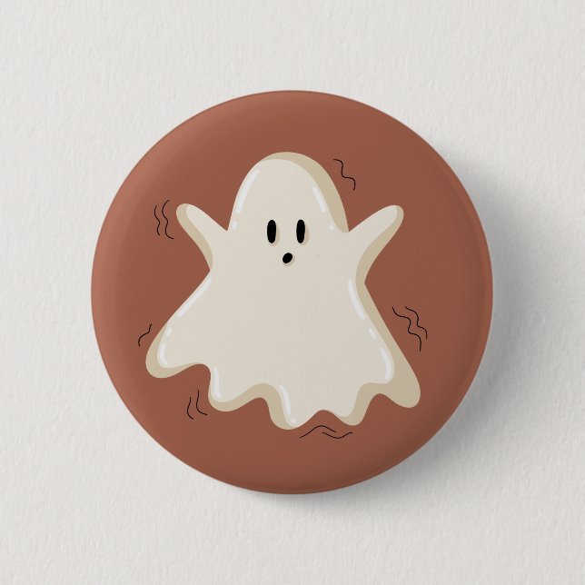 Surprised Ghost with Raised Arms Button (Front)