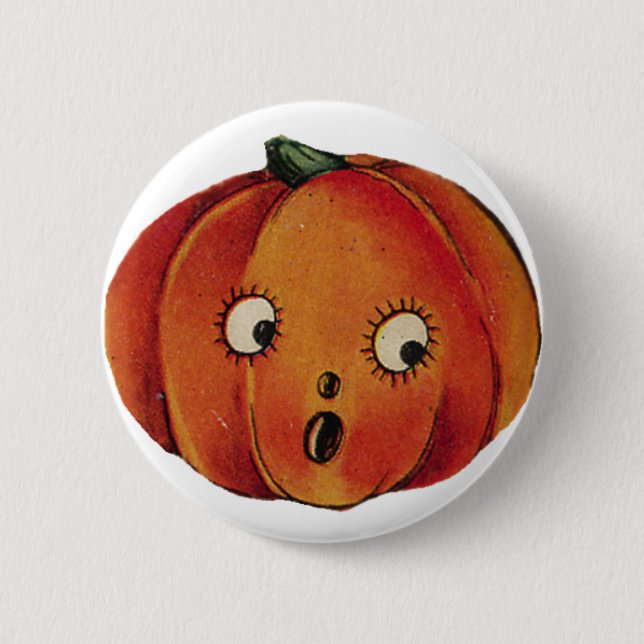 Surprised Halloween Pumpkin Button (Front)