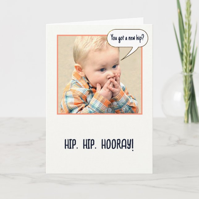Surprised Little Boy For Hip Replacement Card (Front)