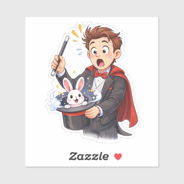 Surprised Magician Rabbit Custom-Cut Vinyl Sticker (Sheet)