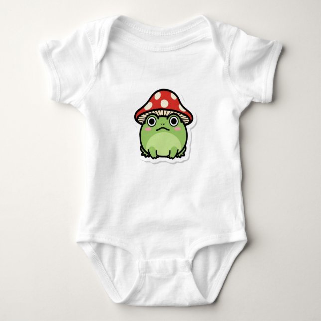 Surprised Mushroom Frog Baby Bodysuit (Front)