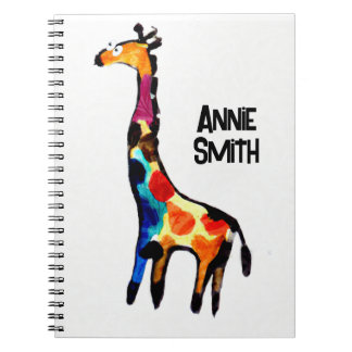 Surprised, naive giraffe! Editable name Notebook