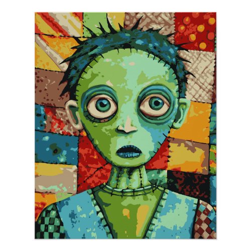Surprised Patchwork Zombie Poster