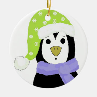 Surprised Penguin Ceramic Ornament