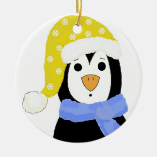 Surprised Penguin Ceramic Ornament