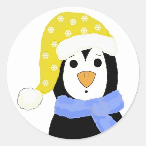 Surprised  Penguin Classic Round Sticker