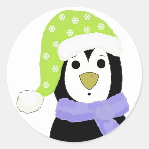 Surprised  Penguin Classic Round Sticker