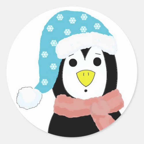 Surprised  Penguin Classic Round Sticker