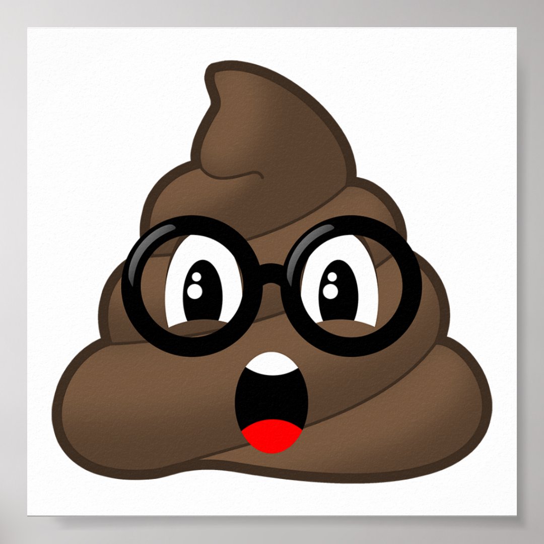 Surprised Poop Glasses Emoji Poster | Zazzle