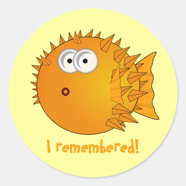 Surprised Puffer Fish - funny sayings Classic Round Sticker (Front)