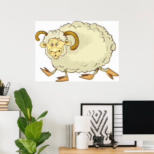 Surprised Ram Sheep Poster