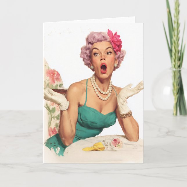 Surprised Retro Glamour Lady Card (Front)