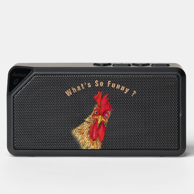 Surprised Rooster Custom Colors and Text Funny Bluetooth Speaker (Front)