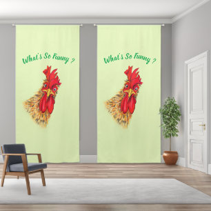 Surprised Rooster Custom Text Funny Blackout Curtains