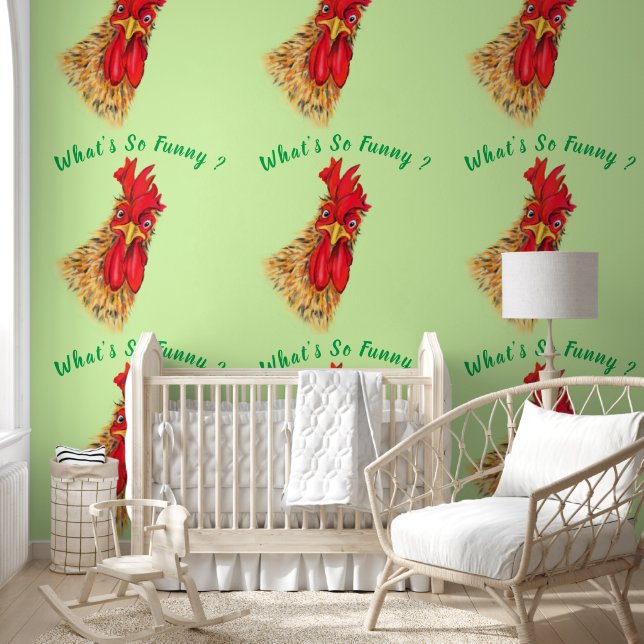 Surprised Rooster Custom Text Funny Wallpaper (Kids)
