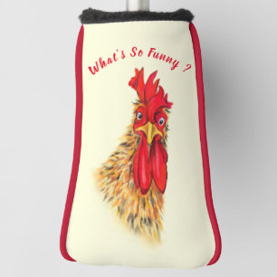 Surprised Rooster Funny Golf Head Cover Gift