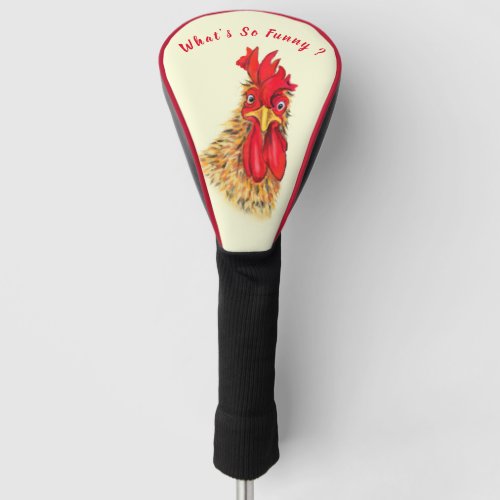 Surprised Rooster Funny Golf Head Cover Your Text