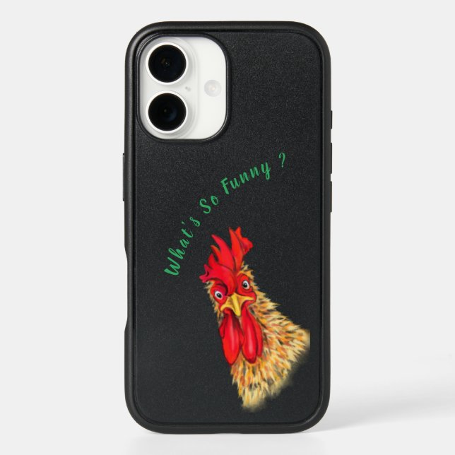 Surprised Rooster Funny iPhone Case - Custom Text (Back)