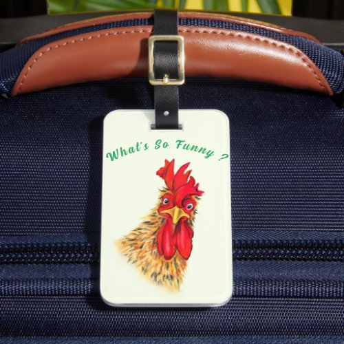 Surprised Rooster Funny Luggage Tag _ Custom Text