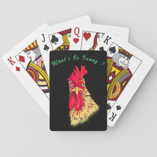 Surprised Rooster Funny Playing Cards Custom Text