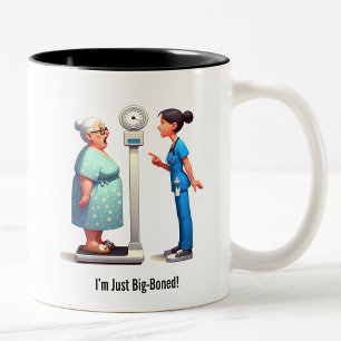 Surprised Senior vs. Evil Scale Two-Tone Coffee Mug