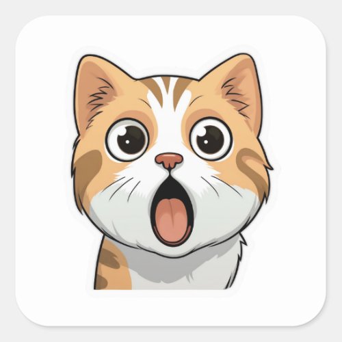 Surprised Tabby Cat Square Sticker