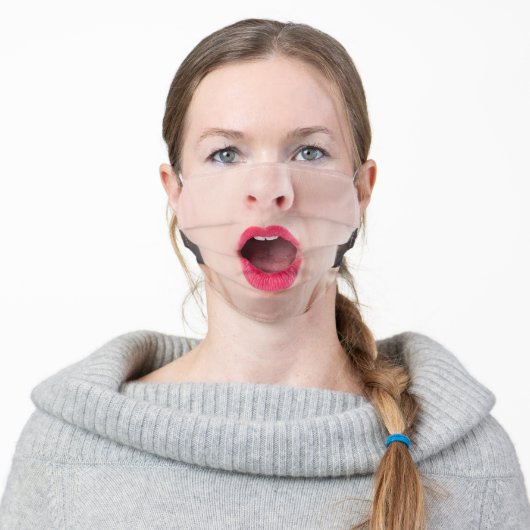 Surprised Woman Funny Face Mask (Worn)
