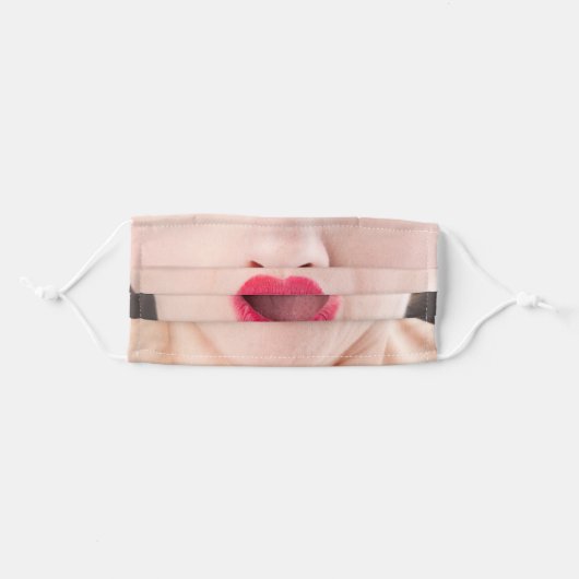 Surprised Woman Funny Face Mask (Front, Folded)