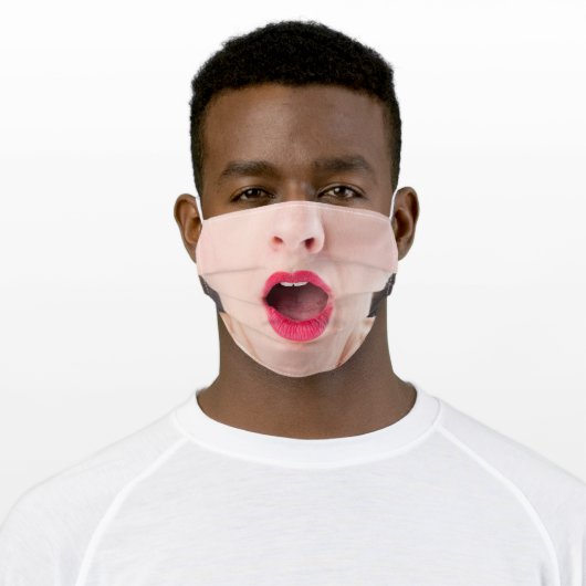 Surprised Woman Funny Face Mask (Worn)