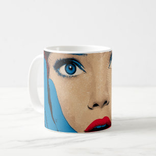 Surprised Woman in Pop Art Coffee Mug