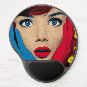 Surprised Woman in Pop Art Gel Mouse Pad