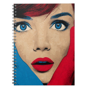 Surprised Woman in Pop Art Notebook