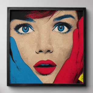 Surprised Woman in Pop Art Peel And Stick Photo Tile