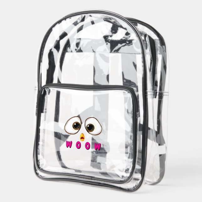 Surprised Woow Eyes Clear Backpack (Left)