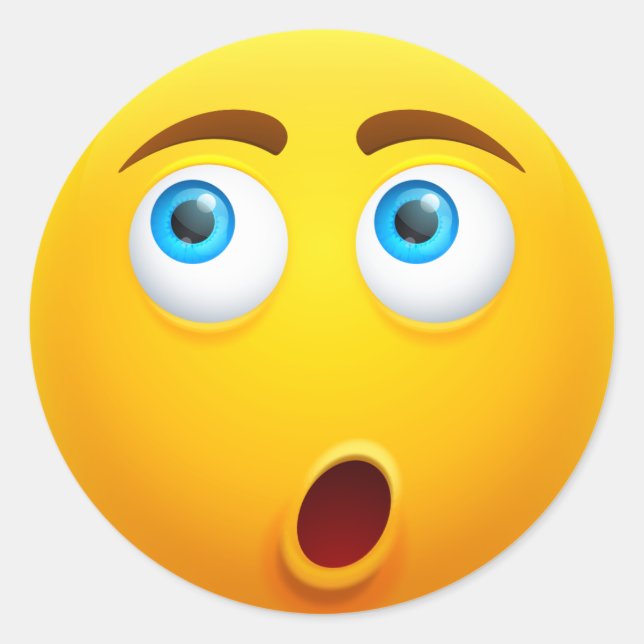 Surprised Yellow Emoji Classic Round Sticker (Front)